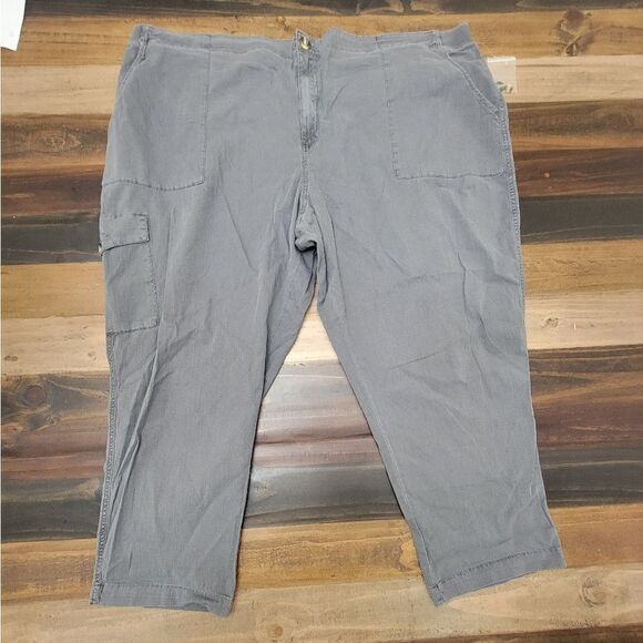 Sonoma Comfort Waist Utility Capri Pants Cotton Waistband Charcoal Gray Size 26W - Picture 2 of 11